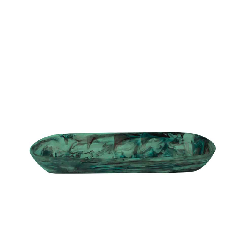 Nashi Medium Boat Bowl, Emerald Green Swirl