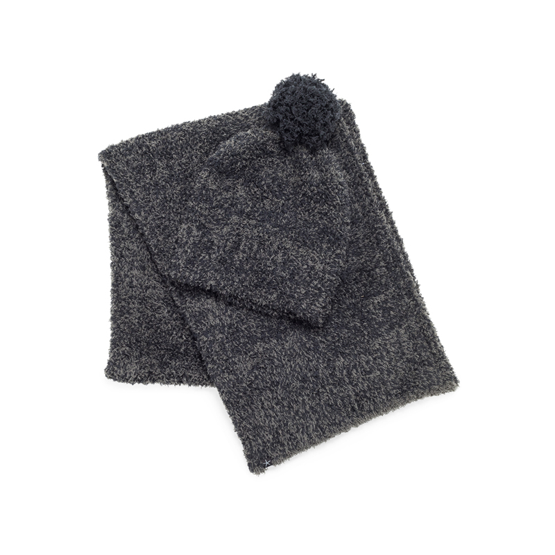 Barefoot Dreams Pom Pom Beanie & Scarf Scarf, Black