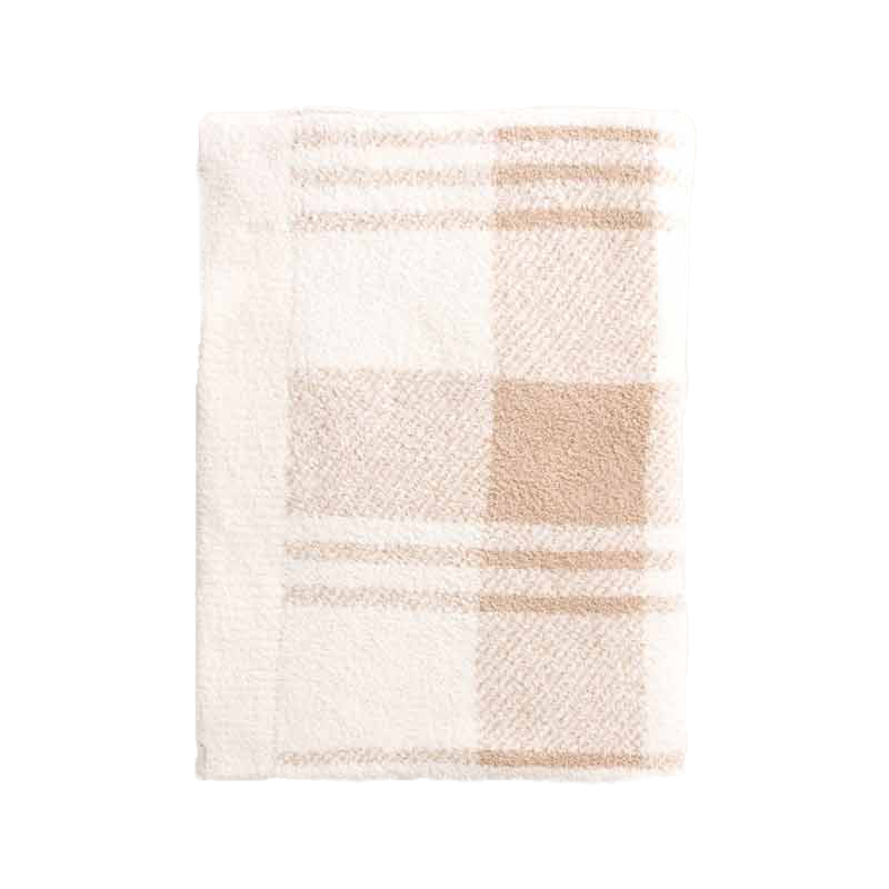 Barefoot Dreams CozyChic Plaid Scarf, Cream and Tan