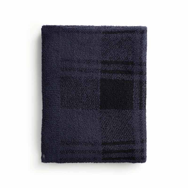 Barefoot Dreams CozyChic Plaid Scarf, Indigo and Black Plaid