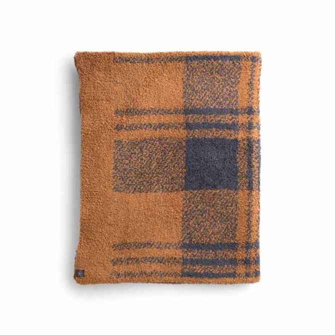 Barefoot Dreams CozyChic Plaid Scarf, Honey and Carbon