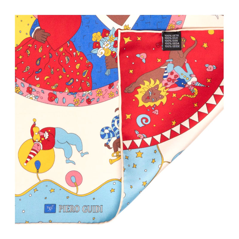 Piero Guidi Magic Circus Charlotte Silk Scarf, White