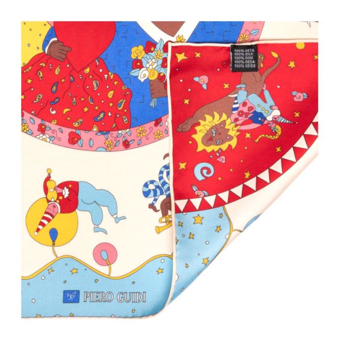 ☆piero guidi magic circus スカーフ　シルク100% Piero Guidi Magic Circus Charlotte Silk Scarf, White