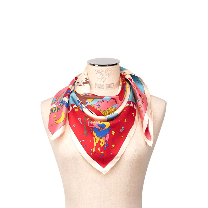 Piero Guidi Magic Circus Charlotte Silk Scarf, White