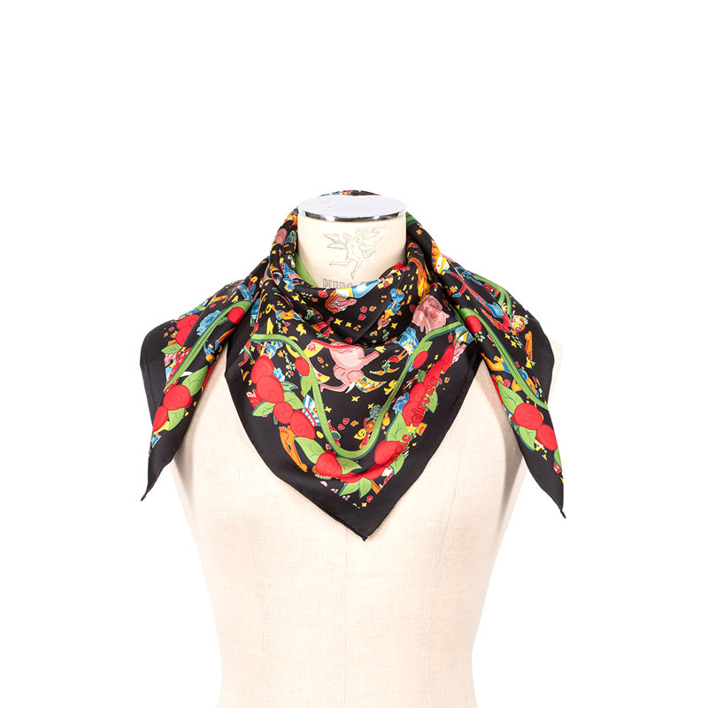 Piero Guidi Magic Circus Flower Silk Scarf, Black