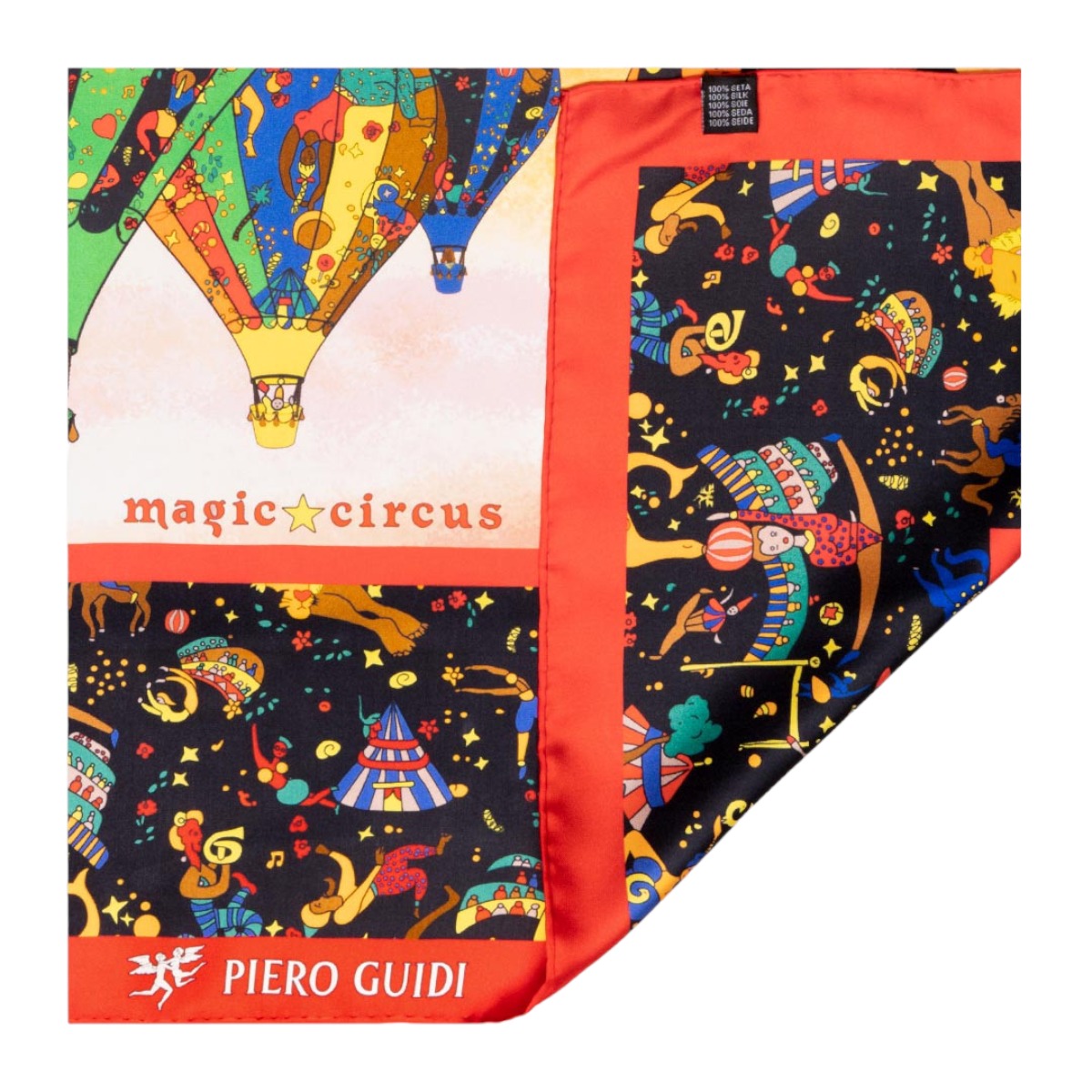 Piero Guidi Le Mongolfiere Silk Scarf, Black