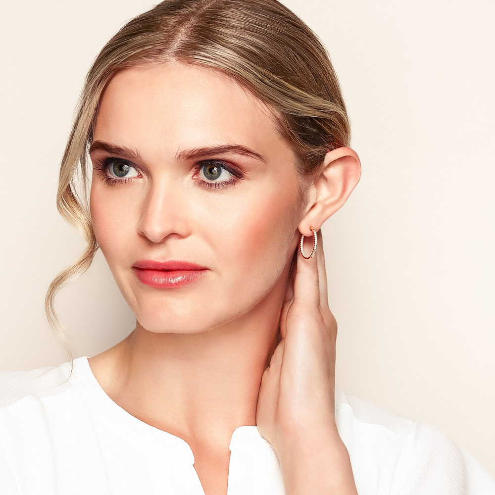 Diamond Inside Out Hoop Earrings in Rose Gold, 0.50 cttw