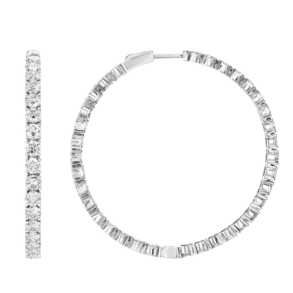 Diamond Inside Out Hoop Earrings in White Gold, 14.25 cttw