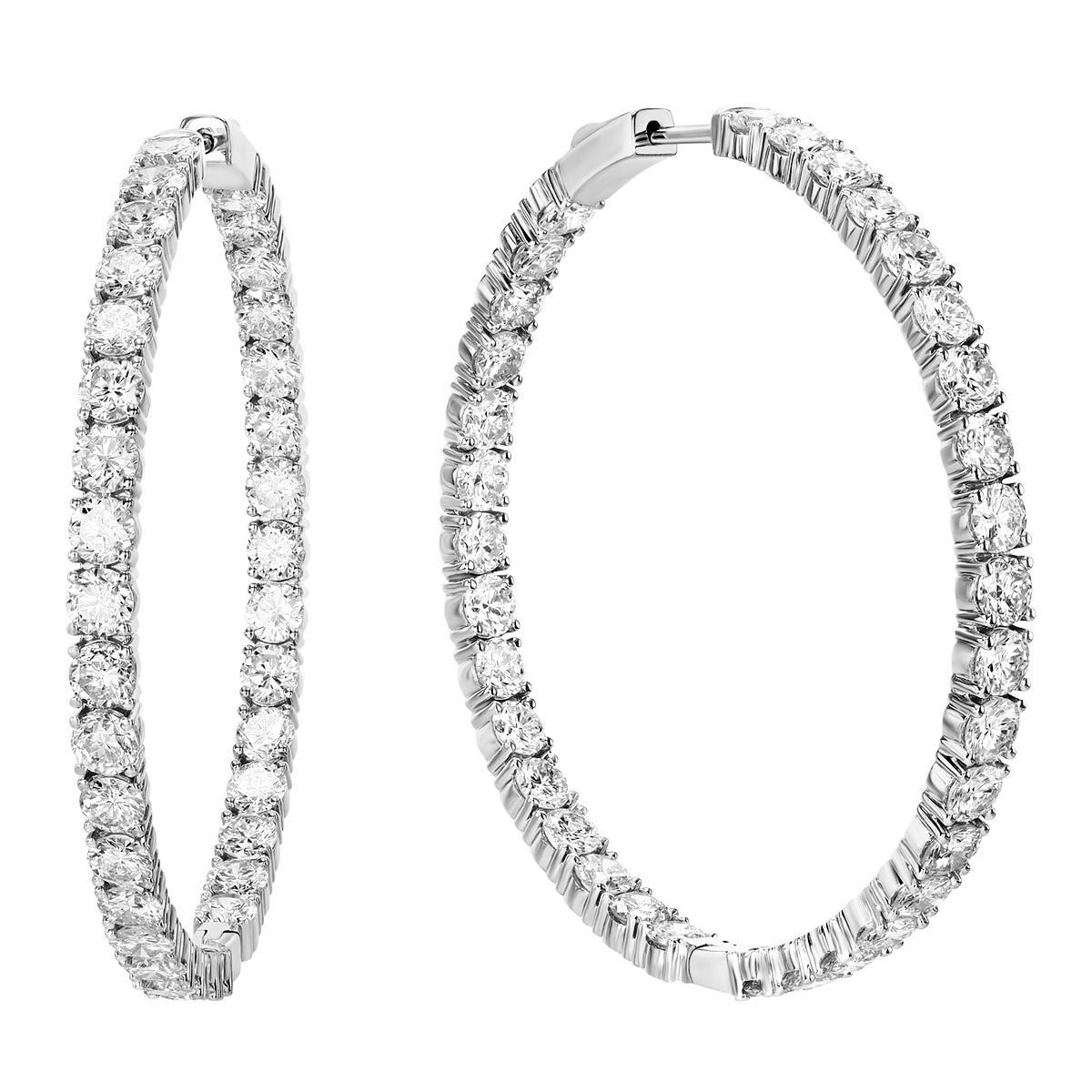 Diamond Inside Out Hoop Earrings in White Gold, 14.25 cttw