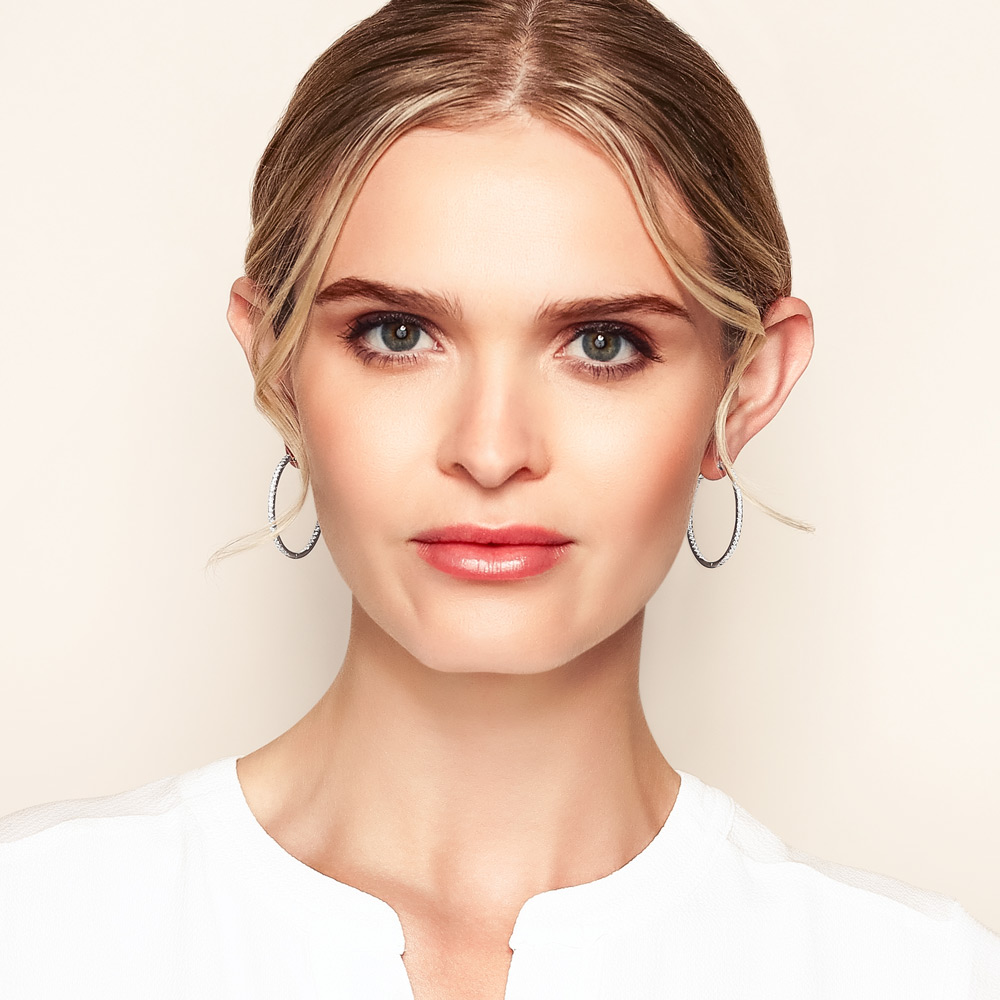 Diamond Inside Out Hoop Earrings in White Gold, 1.26 cttw