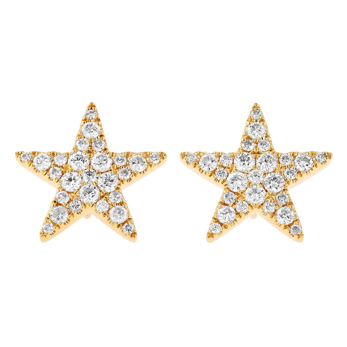Diamond Pavé Star Stud Earrings in Yellow Gold