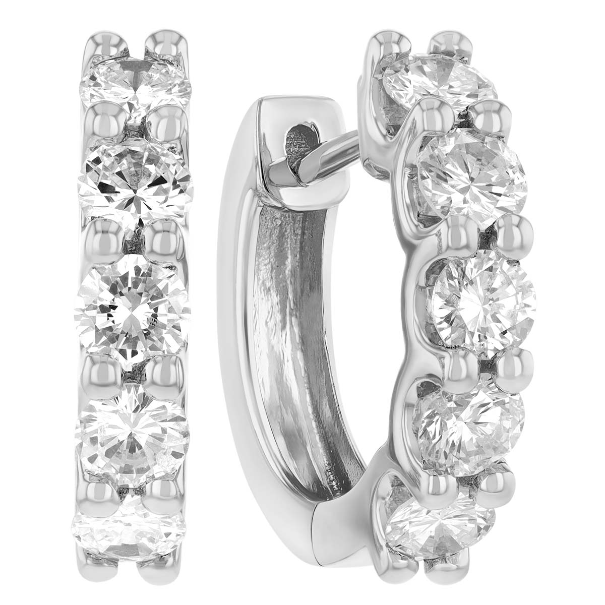 Diamond Tiny Huggie Hoop Earrings in White Gold