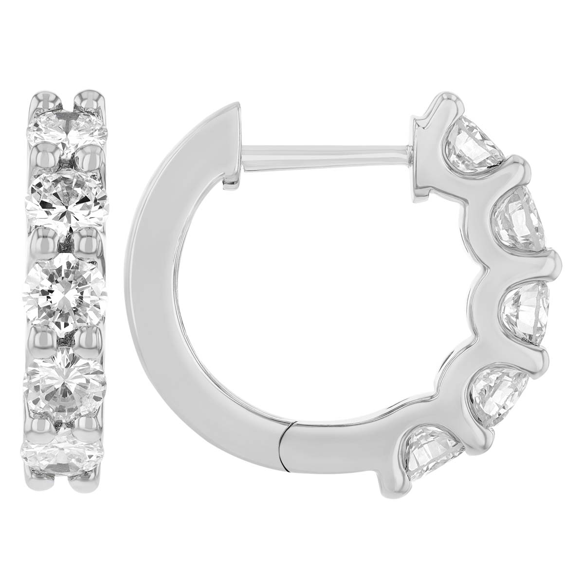 Diamond Tiny Huggie Hoop Earrings in White Gold