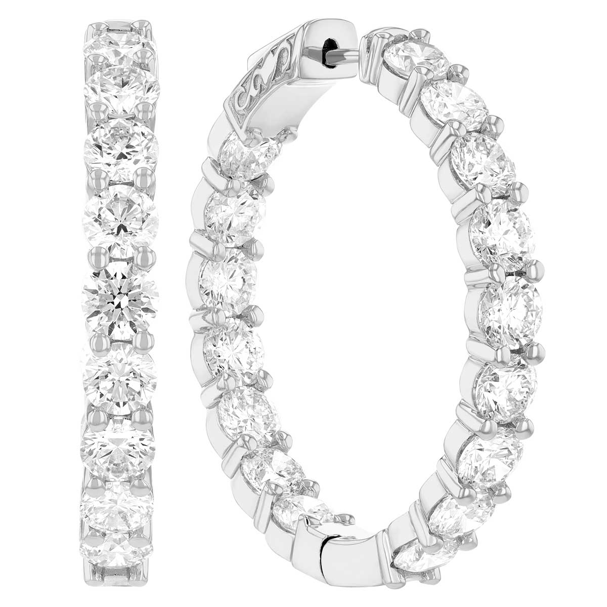 Diamond Inside Out Hoop Earrings in White Gold, 9.95 cttw