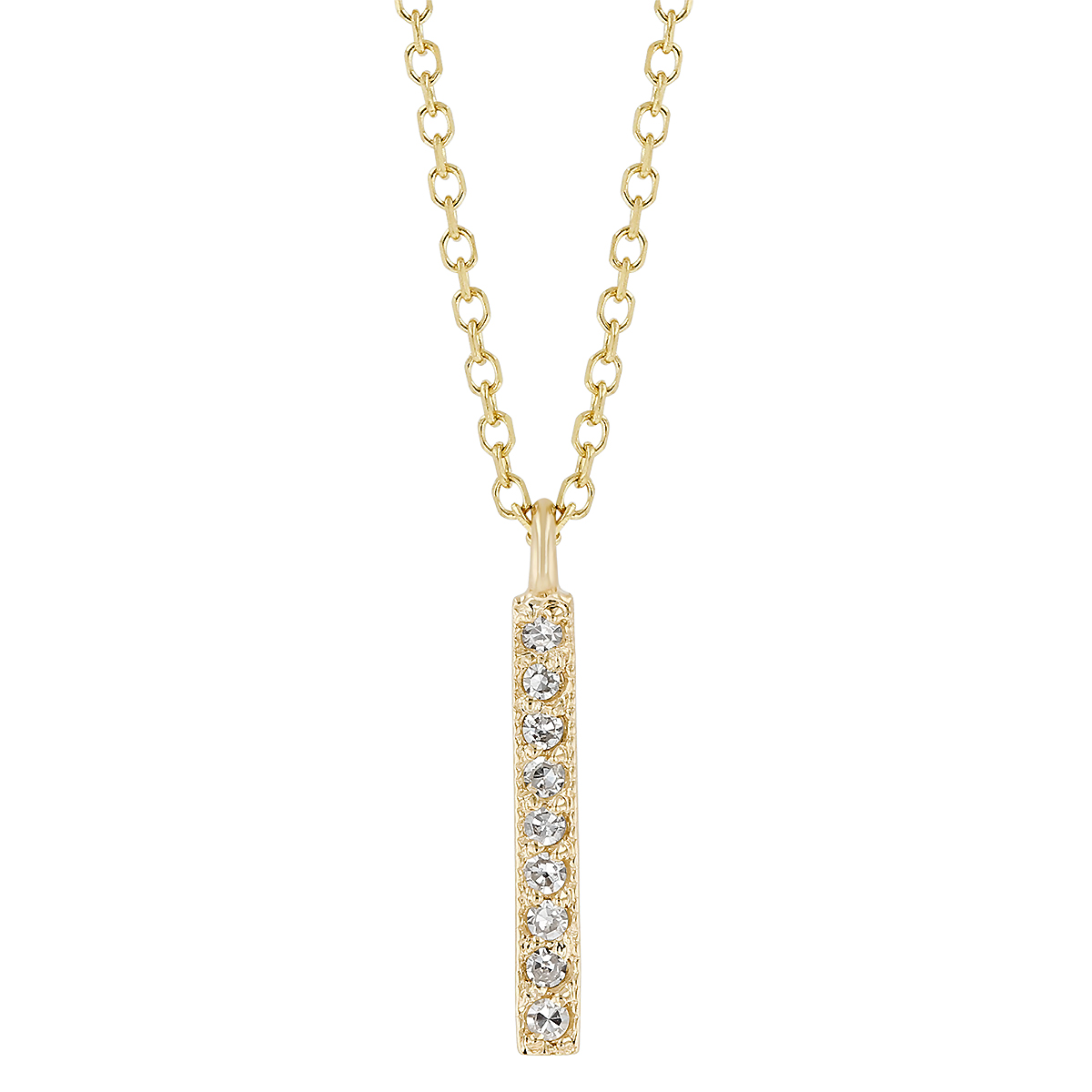 Diamond Vertical Bar Pendant in Yellow Gold, 16
