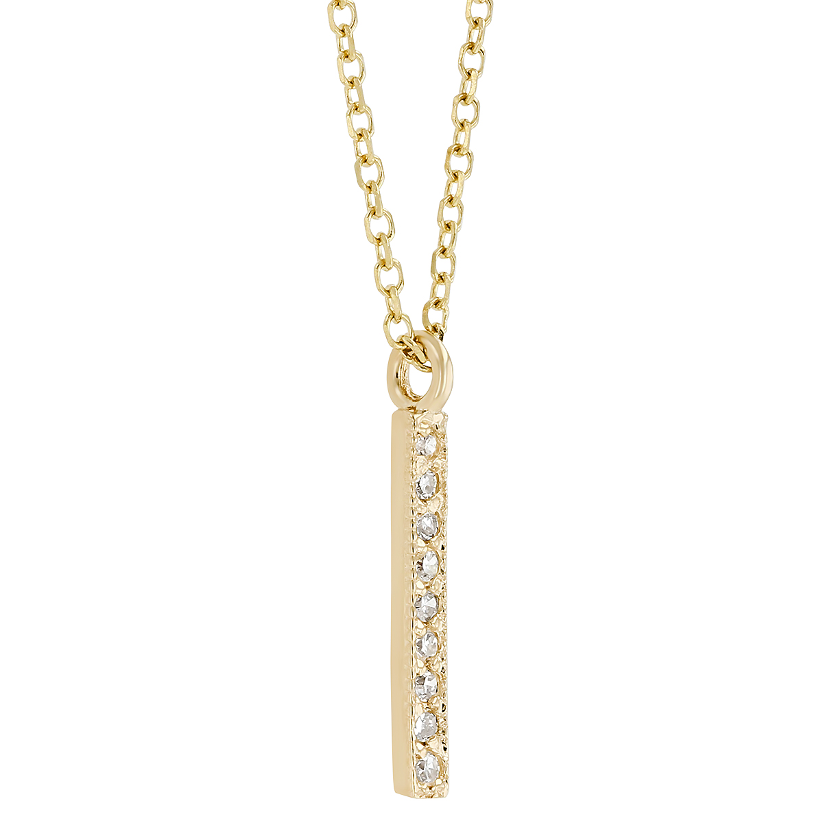 Diamond Vertical Bar Pendant in Yellow Gold, 16