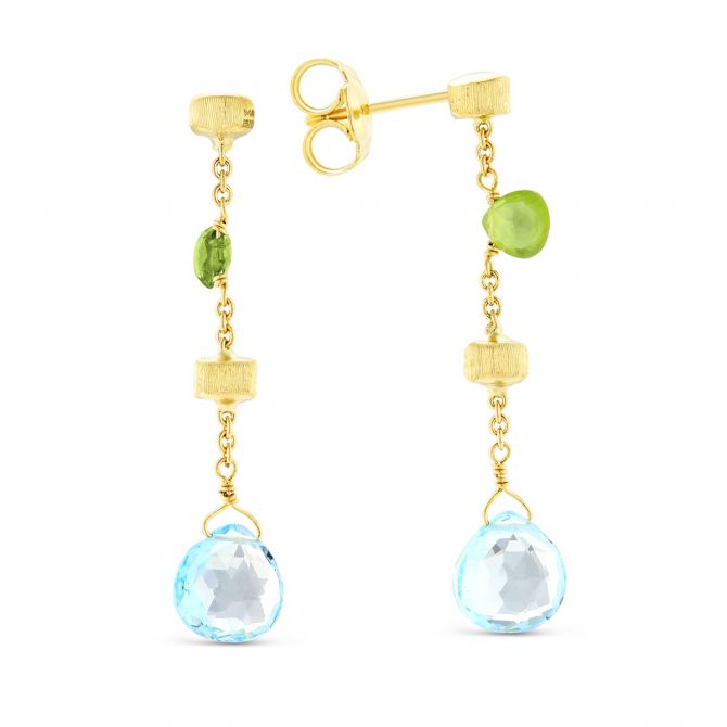 Marco Bicego Paradise Mixed Stone & Gold Tear Drop Short Drop Earrings