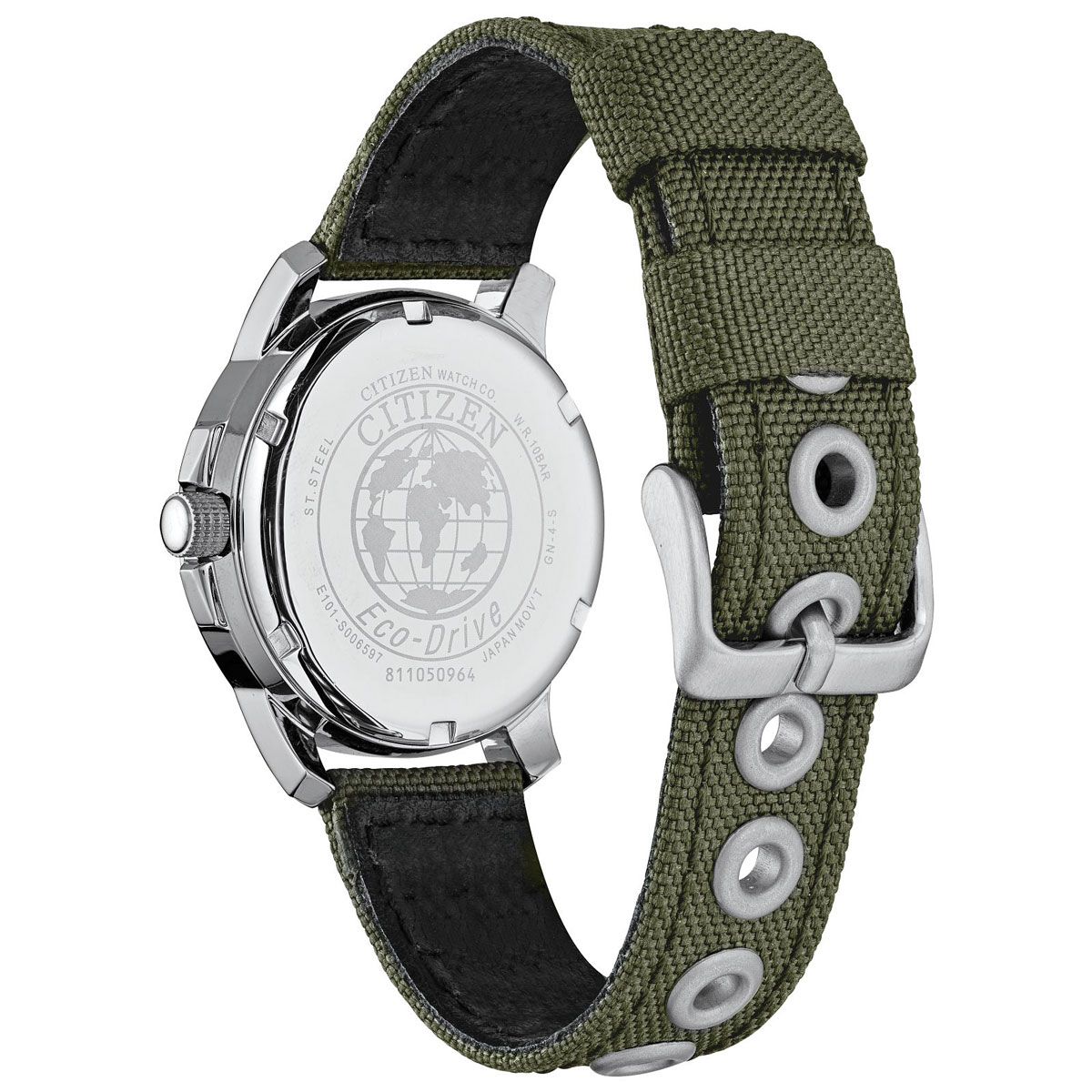 Citizen Garrison Eco-Drive 37mm Men's Watch, Black Dial with Green Nylon Strap
