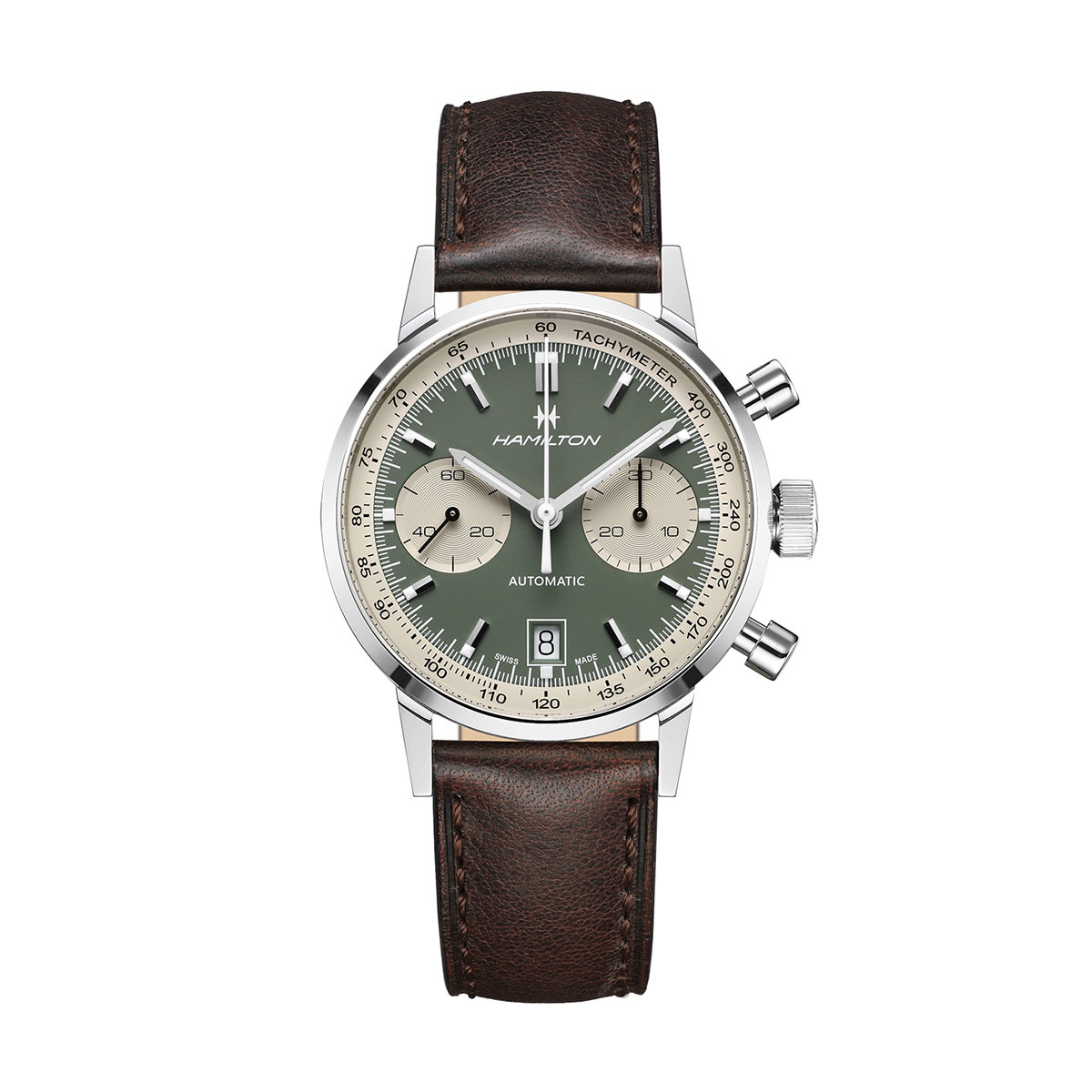 Hamilton American Classic Intra-Matic Automatic Chronograph 40mm Watch, Green Panda Dial