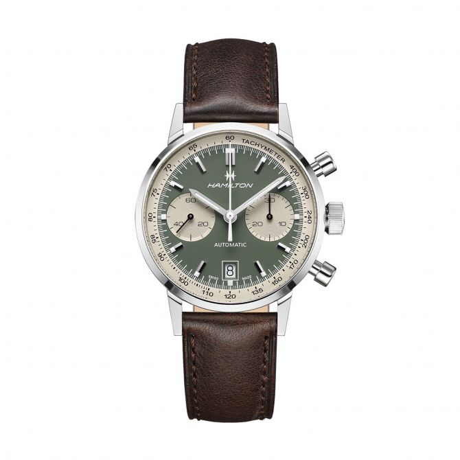 Hamilton American Classic Intra-Matic Automatic Chronograph 40mm Watch, Green Panda Dial