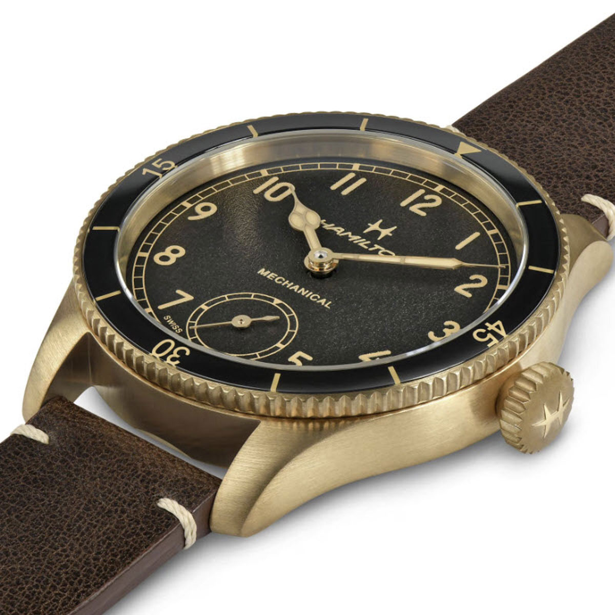 Hamilton Khaki Aviation Pilot Pioneer Bronze 43mm Men's Watch, Black Dial