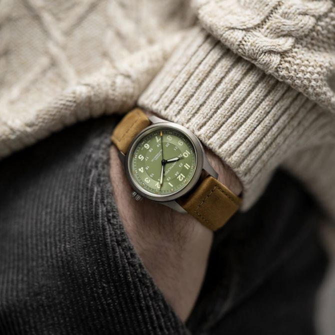 Hamilton Khaki Field Titanium Automatic 38mm Men's Watch, Green Dial