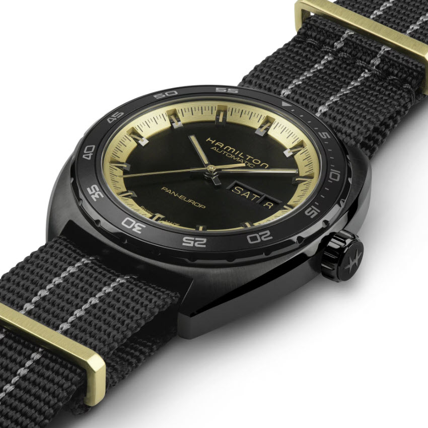 Hamilton American Classic Pan Europ Day Date Automatic 42mm Men's Watch, Black and Gold Dial