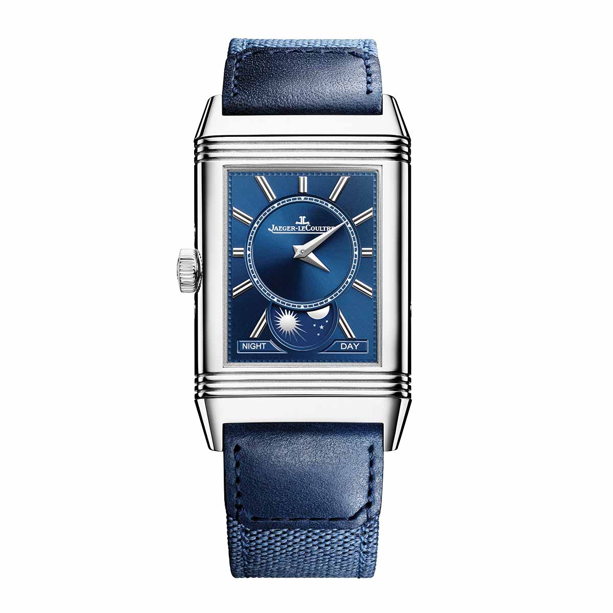 Jaeger-LeCoultre Reverso Tribute Duoface Calendar 49.4x29.9mm Watch, Silvered Grey Grained Dial