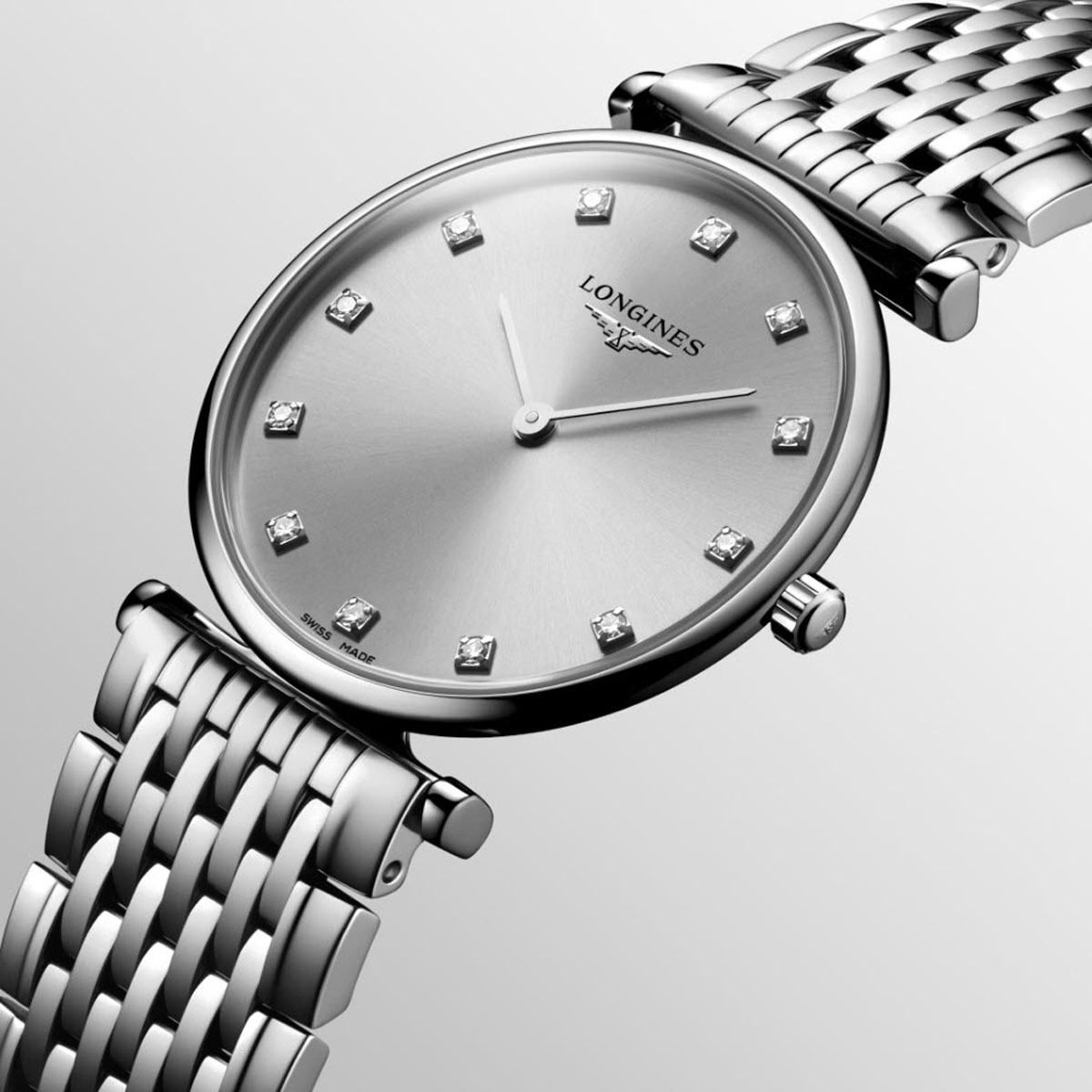 Longines La Grande Classique 29mm Women's Watch, Grey and Diamond Dial