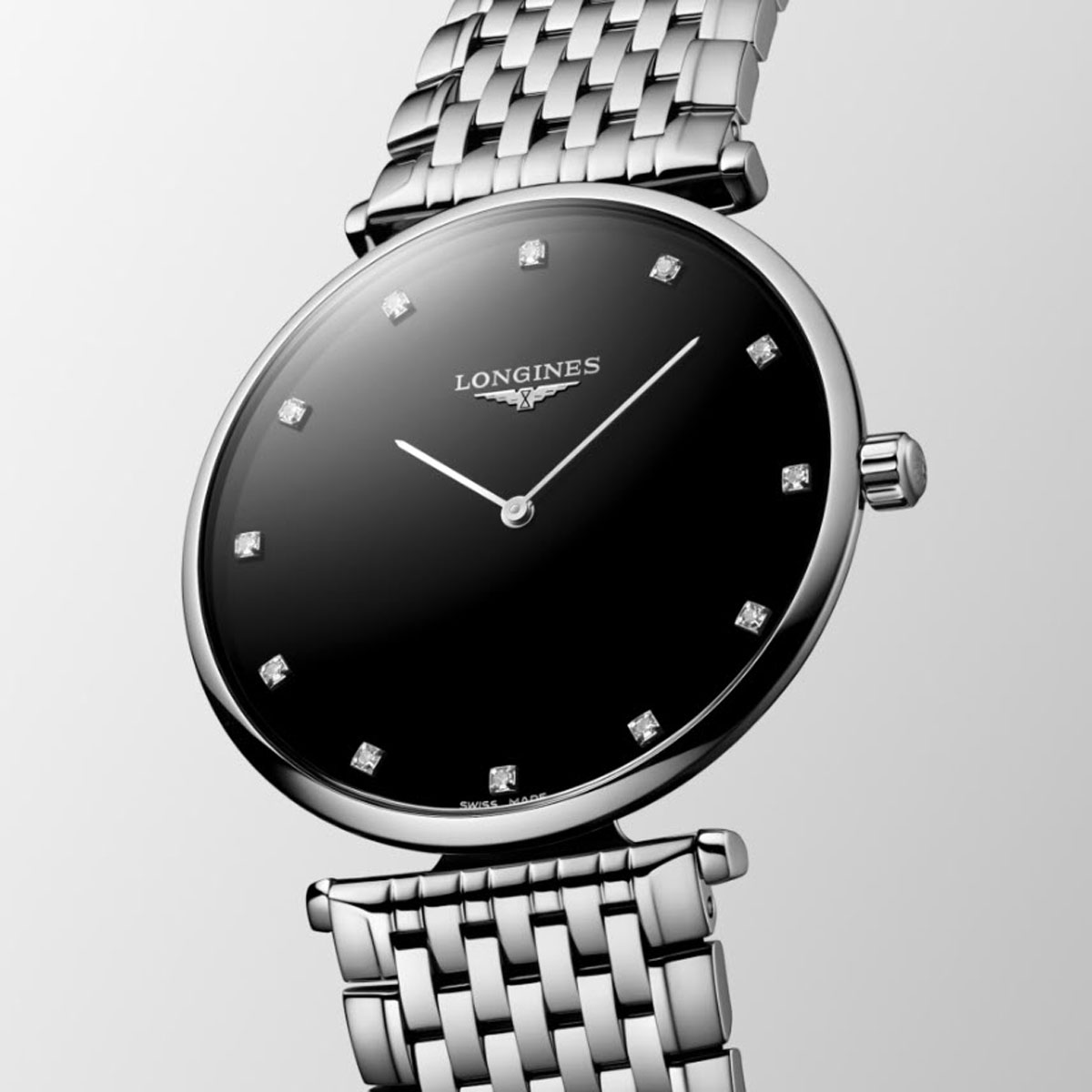 Longines La Grande Classique 38mm Men's Watch, Black Lacquered Polished and Diamond Dial