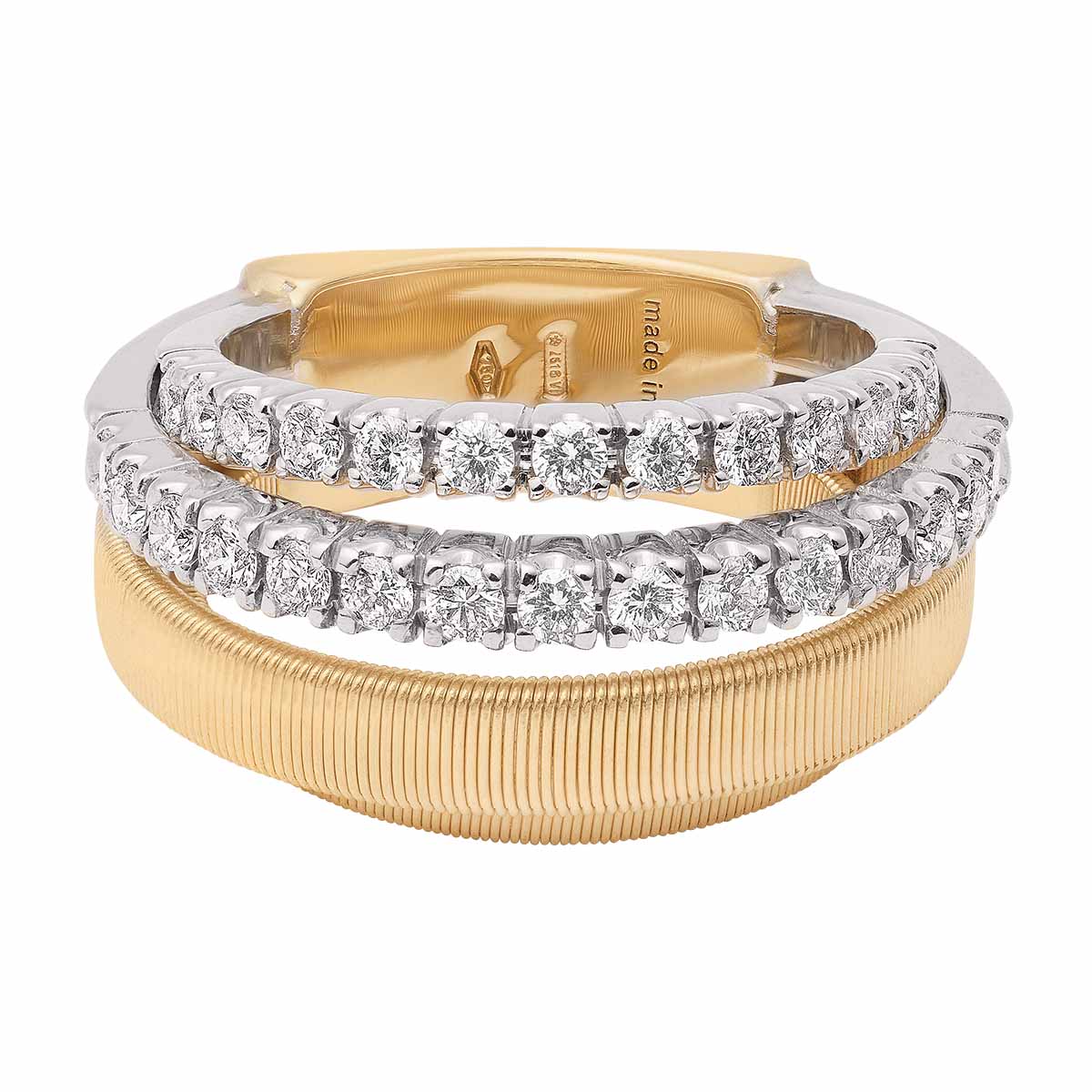 Marco Bicego Masai Double-Row Diamond Ring in Yellow & White Gold