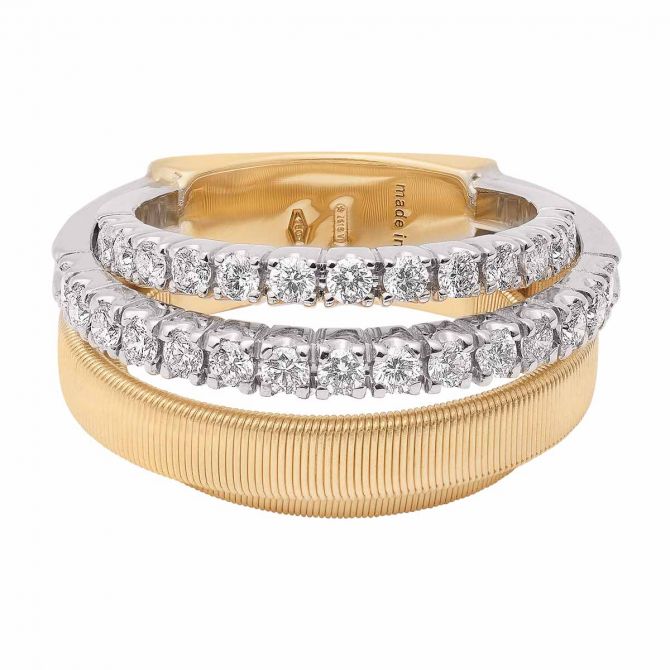 Marco Bicego Masai Double-Row Diamond Ring in Yellow & White Gold