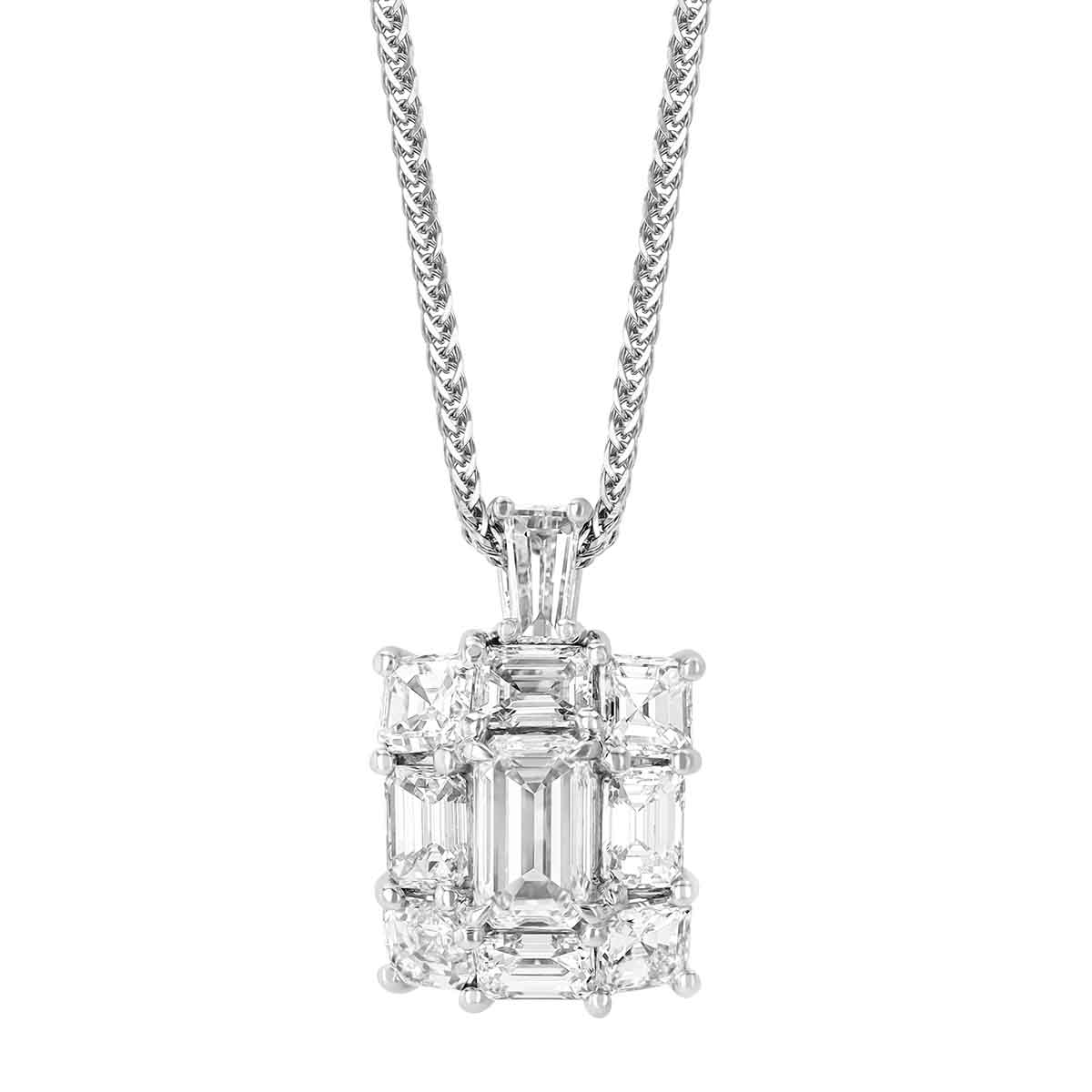 J.B. Star Diamond Mosaic Rectangle Pendant in Platinum, 18