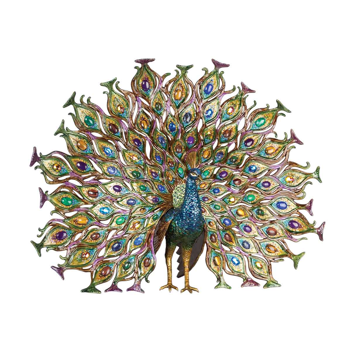 Jay Strongwater Stanton Fan Tail Peacock Figurine