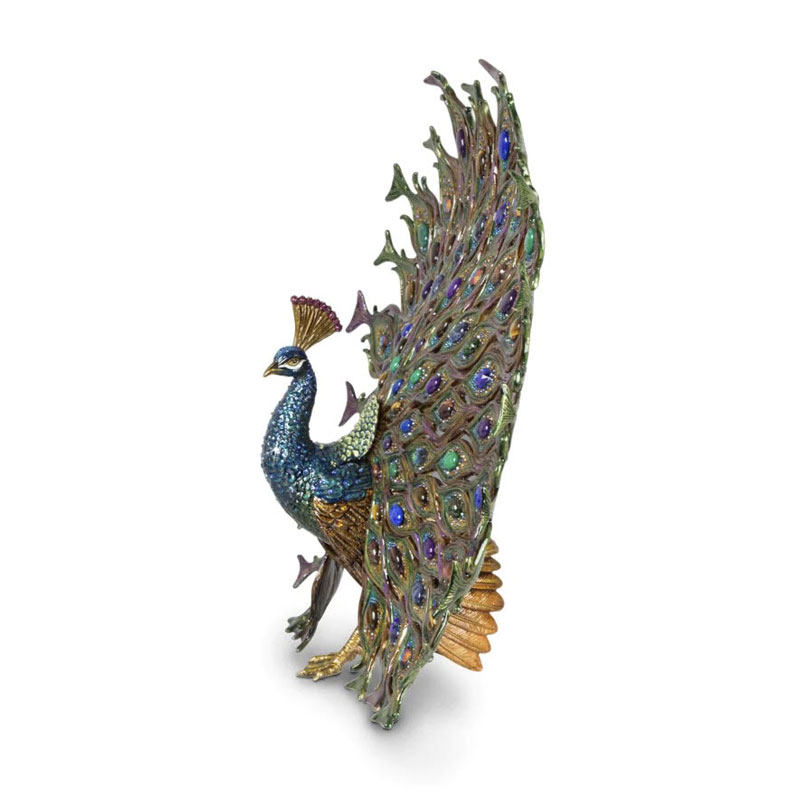 Jay Strongwater Stanton Fan Tail Peacock Figurine