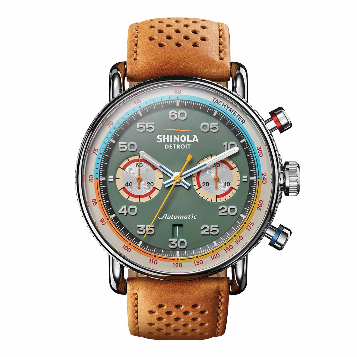 Shinola The Canfield Speedware 44mm Men's Watch, Pea Gravel Green Dial