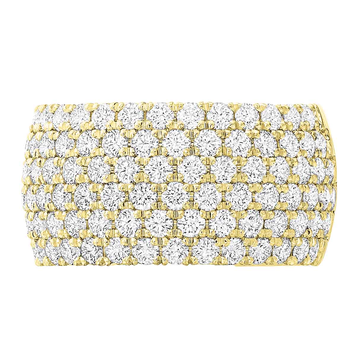 Diamond Pavé 6 Row Wedding Band in Yellow Gold