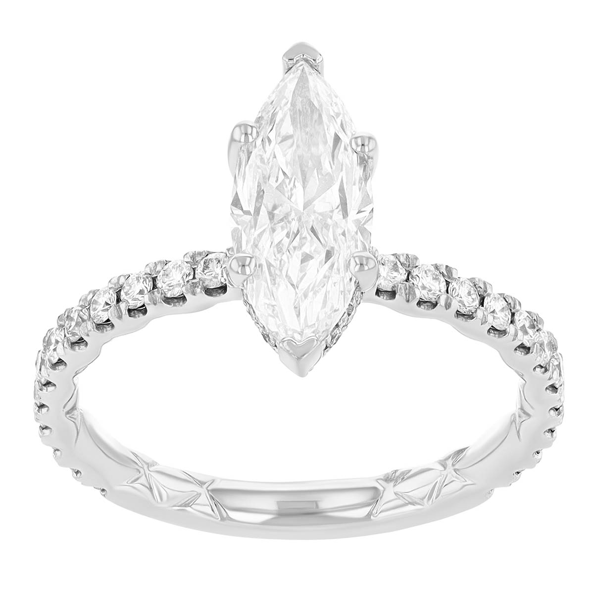 Marquise Diamond & Hidden Halo Engagement Ring in Platinum