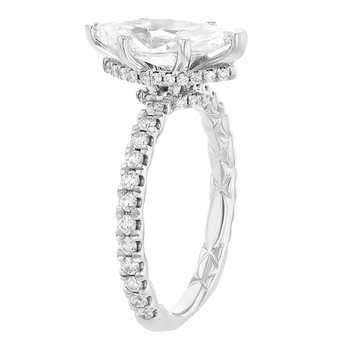 Marquise Diamond & Hidden Halo Engagement Ring in Platinum