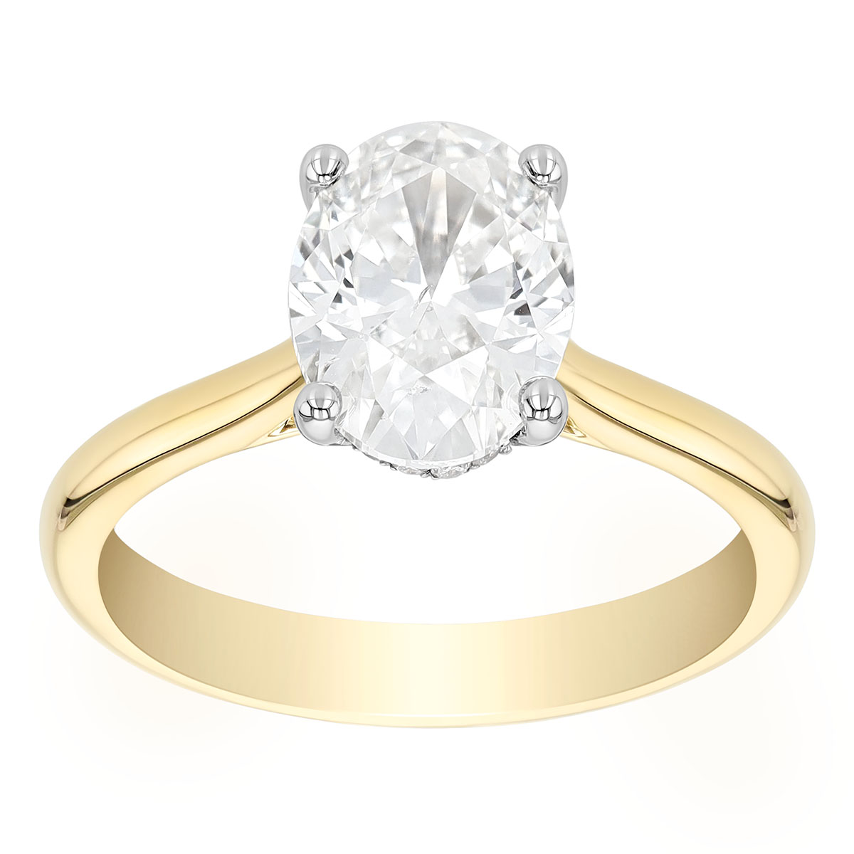Oval Diamond & Hidden Halo Engagement Ring in Two Tone