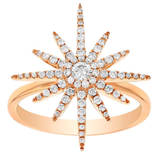 Diamond Pavé Starburst Ring in Rose Gold