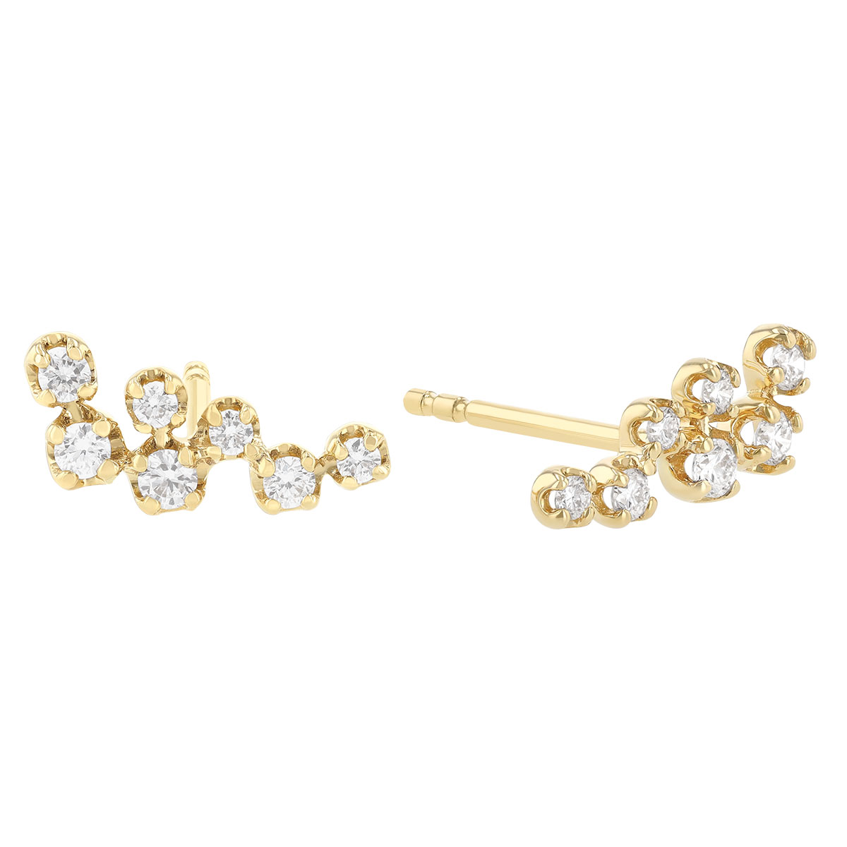 Diamond Scattered Cluster Stud Earrings in Yellow Gold