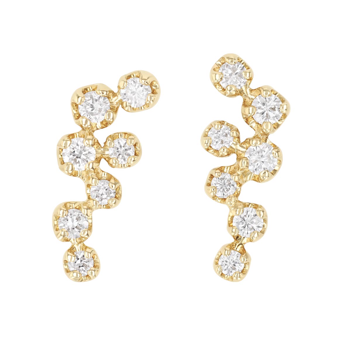 Diamond Scattered Cluster Stud Earrings in Yellow Gold