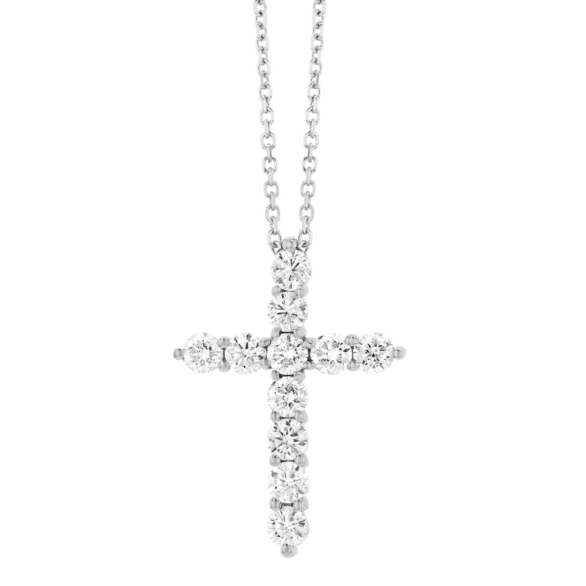 Diamond Cross Pendant in White Gold, 18