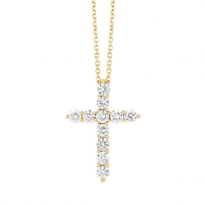 Diamond Classic Cross Pendant in White Gold, 18", 1 cttw