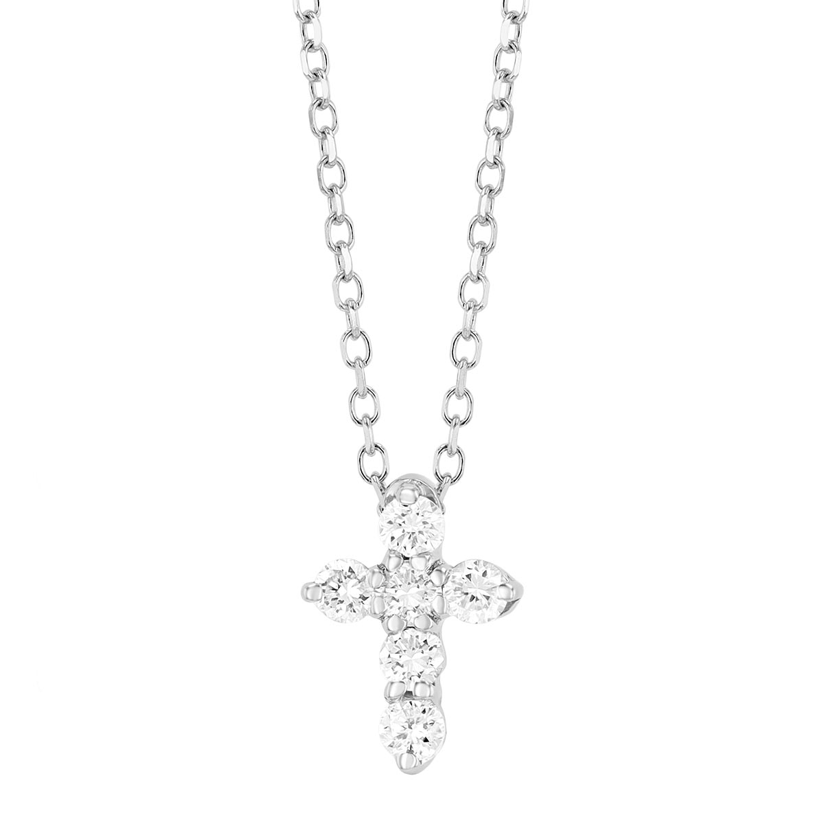 Diamond Dainty Cross Pendant in White Gold, 0.15 cttw, 18