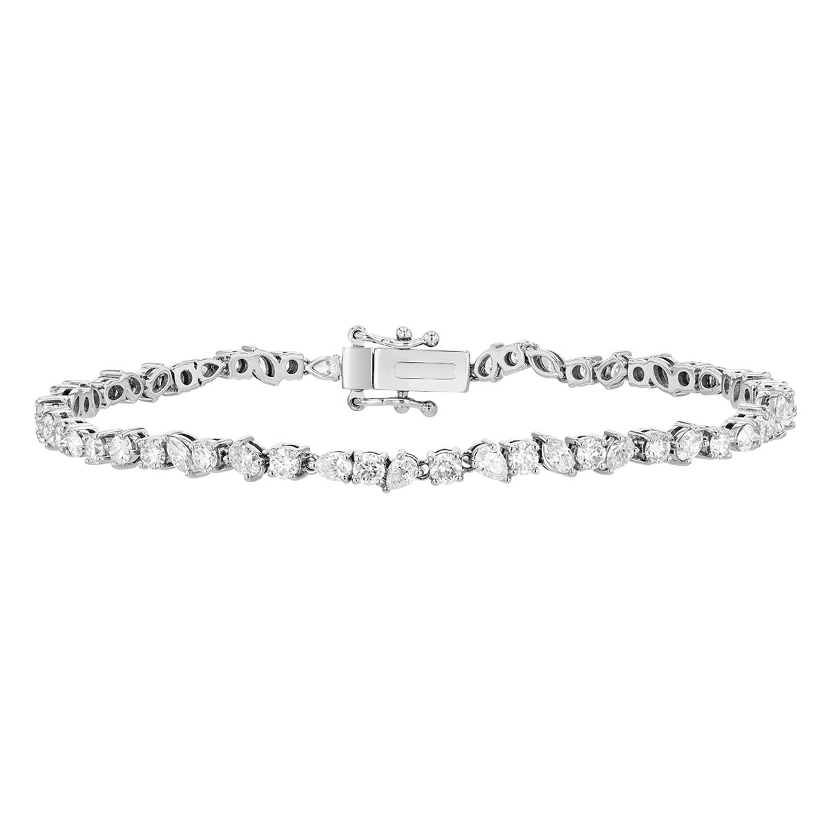 Mixed Shape Diamond Tennis Bracelet in White Gold, 7