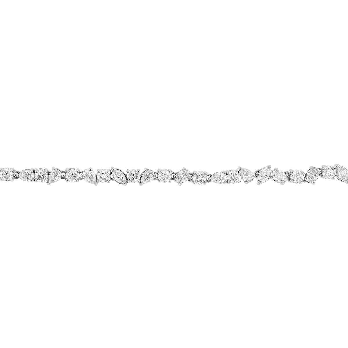 Mixed Shape Diamond Tennis Bracelet in White Gold, 7