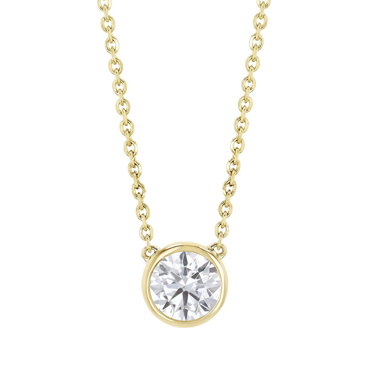 Borsheims Signature Collection Lab-Grown Diamond Solitaire Necklace in Yellow Gold, 1.00 cttw, 18