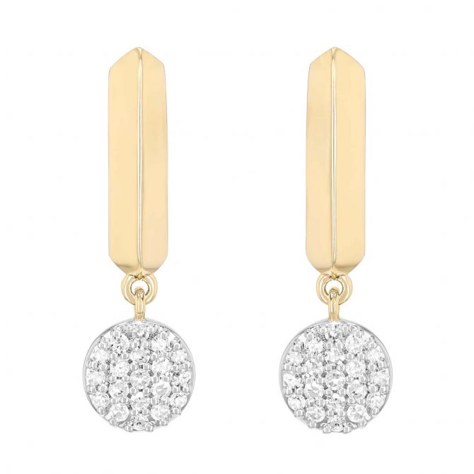 Phillips House Infinity Diamond Pavé Disc & Bar Drop Earrings in Yellow Gold